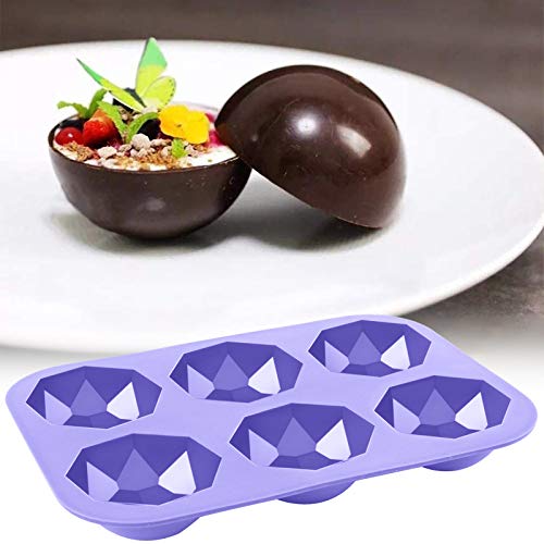 Choosebuy 2 Pack Diamond Semi Sphere Shape Silicone Mold, 6-Cavity Half Ball Baking Molds for Making Hot Chocolate Bomb, Cake, Jelly, Candy, Dome Mousse, Non-Stick (Purple)