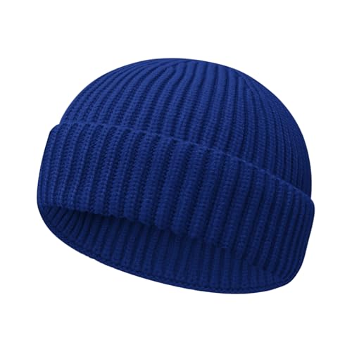 Image of Wool Fisherman Beanies for Men Women Short Cuff Knit Beanie Winter Warm Hats Trawler Hat Stylish Watch Cap