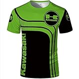 kawasaki racing polo shirt  Delingha El Verano Manga Corta Camiseta De Rugby por Ka-WA.Saki Camisetas Tipo Polo con Cuello Redondo Impresas En 3D Exterior Respirable Camiseta Cuello Redondo por Unisexo,Verde,M/Medium