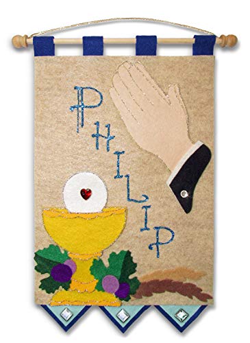 First Communion Banner Kit - 9 x 12 - Praying Hands (Blue - No Letters, 9 x 12)