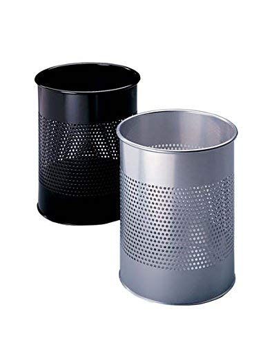Durable Papierkorb Metall rund 15 Liter, Perforation 165 mm, schwarz, 331001 - Image 3