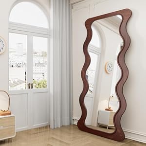   Wavy-Mirror-65-x-24-Wood-Frame-Full-Length-Mirror-Floor-Mirror-Irregular-Wall-Mirror-Hanging-or-Leaning-Against-Wall-for-Bedroom