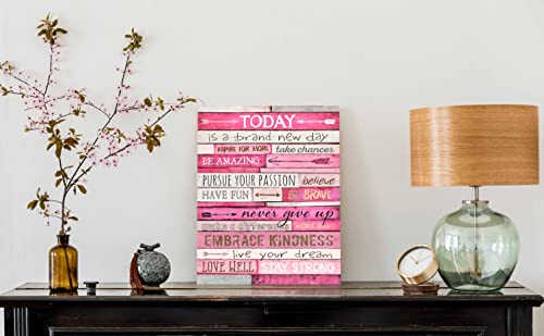 Pink Wall Decor - Inspirational Quotes Wall-Art - Motivational Bedroom Decor For Teen Girls - Office Gifts For Women With Framed Canvas Artwork Ready to Hang 15" W x 11.5" H - Image 5