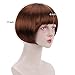 FREE BEAUTY Brown Short Bob Flapper Cosplay Wig-Synthetic Costume Women's Natural Looking Halloween Party Christmas Bangs Wigs