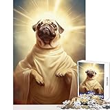 Rompecabezas para Adultos Godlike Pug de 1000 Piezas Divertido Juego de Memoria diseño Ajustado sin Huecos aliviar el estrés (38x52cm)