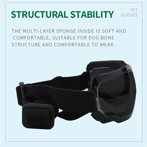 Large Dog Sunglasses, Dog Goggles with Adjustable Strap, UV Protection, Winproof, Snowproof - Thumbnail 6