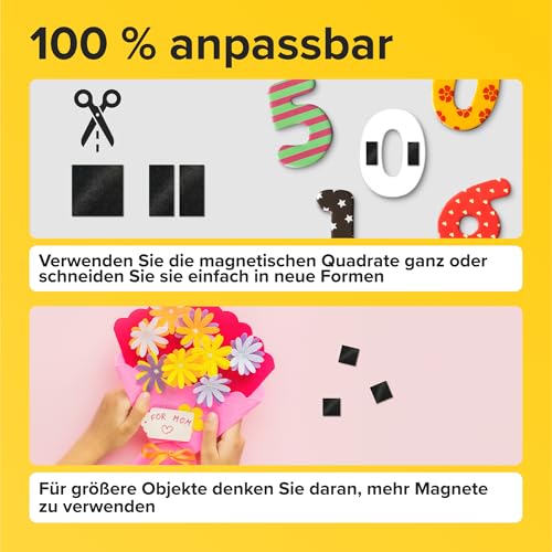 Magnetplättchen Selbstklebende (350 Stück) - Maximale Haftkraft mit Premium Kleber - Extra Starke Magnetstreifen I Dünne Magnetfolie selbstklebend