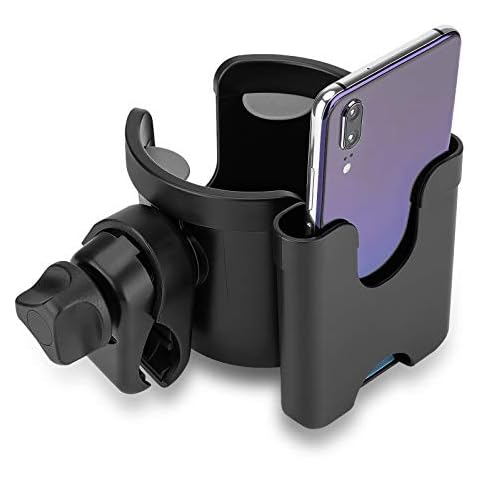 Stroller Cup Holder,Suranew Universal Pushchair/Pram Cup Holder,Baby Bottle Organizer for Stroller,Drink and Coffee Cup Holder with Phone Storage Box,Suitable for Baby Buggy and Bike Cover
