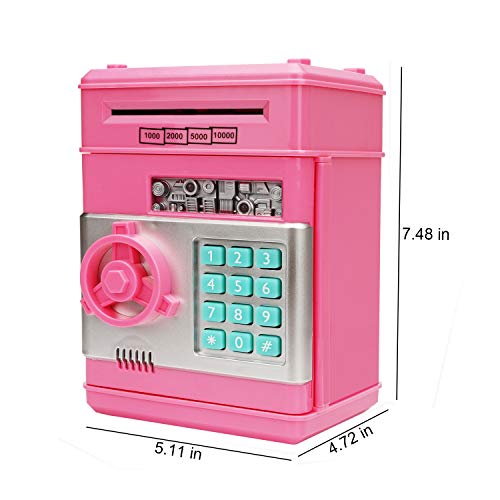 Adevena Electronic Piggy Bank, Mini Atm Password Money Bank Cash Coins Saving Box For Kids, Cartoon Safe Bank Box Perfect Toy Gifts For Boys Girls (Pink) #TOP2