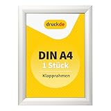 druck.de 1 Klapprahmen A4 für Plakate, Hinweisschilder, Werbung | Aluminiumrahmen mit 2,5 cm Profil | geeignet für Wandmontage | Durchsichtiger Plastikschutz schützt Ihr Poster (1 Stück, A4)