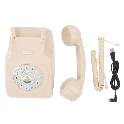 Vintage audio -Book Telefon Retro Stylowe Design Przezroczyste urządzenie do nagrywania dźwięku na wesele wydarzenia urodzinowe z kartą pamięci 8 GB i baterią 1200 mAh (Beżowy)
