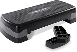 Sport24 Height Adjustable Aerobic Exercise Stepper Box For Home Exercise Workout, 2x Height Level 10cm 4, 15cm 6, Raised Platform Steppers Board Block, Home Gym Fitness Equipment Black Grey