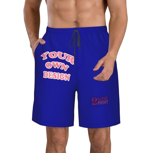 Custom Men's Swim Trunks Personalized Shorts with Text Photo Logo, Black, Modern, Low Rise, Breathable, Mesh Lining