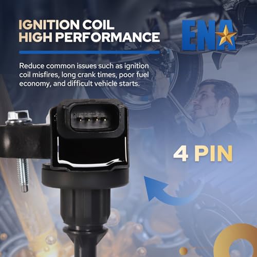 Image of ENA Ignition Coil Pack UF680 Compatible with Chevy Malibu 2.0L 2013-2022, Impala 2.5L 2014-2019, Buick Regal 2.0L 2014-2017, Cadillac ATS 2.0L 2013-2019, CTS 2014-2019 2.0L Set of 4
