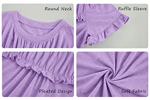 Image of Haloumoning Girls Crew Neck T Shirts Peplum Babydoll Tops Tees 4-15 Years | Girls T-Shirts, Casual Loose Tunic Tops, Cute Ruffle T Shirts, Short Sleeve Shirts, Long Sleeve Blouse
