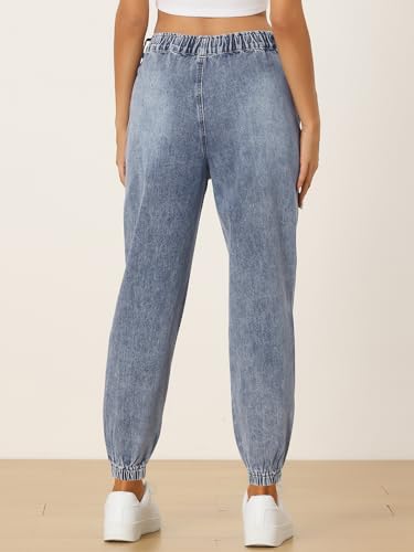 Allegra K High Waisted Jogger Jeans for Women's Casual Ripped Distressed Cargo Denim Pants3