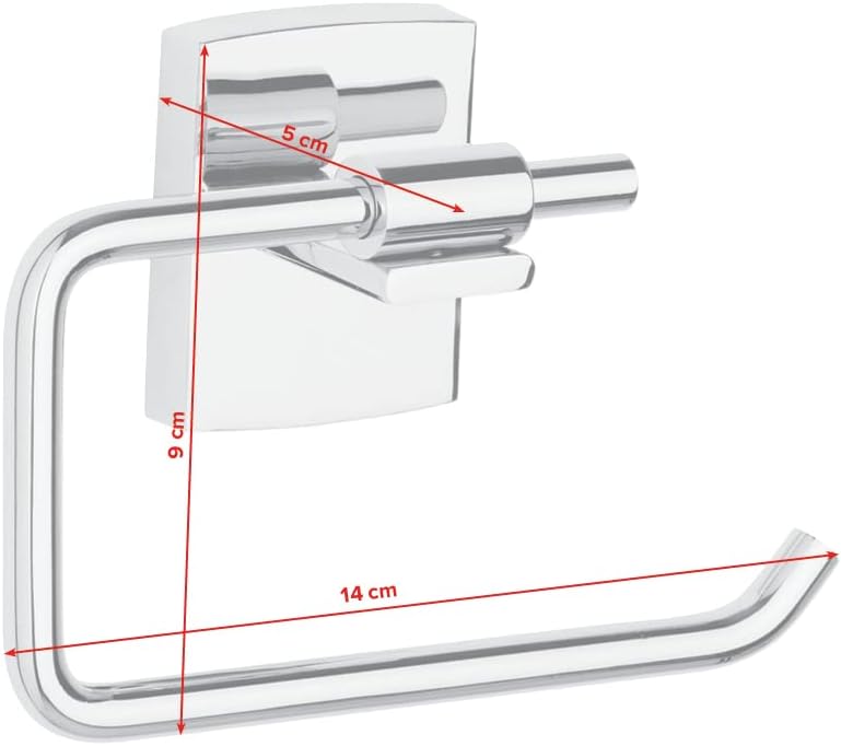 tesa Klaam Toilet Paper Holder, Chromed Metal, self-Adhesive, Adhesive mounting Technology, 95mm x 142mm x 47mm