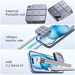 MAIWO portatif SSD 2TB Drive externe de l'État solide, USB 3.2 GEN 2 Type-C Jusqu'à 1050MB/s, Mini NVMe SSD avec 4K ProRes Vidéos pour iPhone Android iPad MacBook, Aluminium (gris)