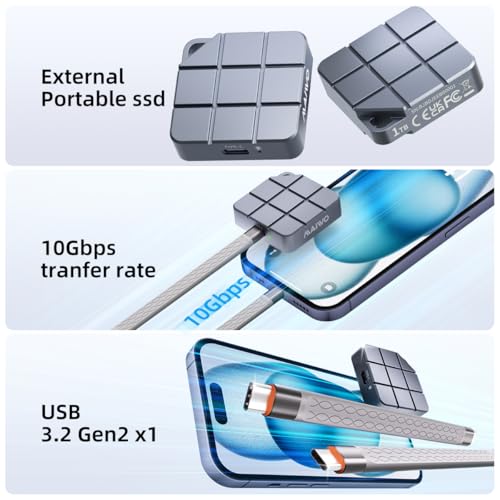 MAIWO USB-C External SSD, 1TB Portable Solid State Drive (SSD), M.2 NVME SSD, SSD External Hard Drive, Up to 1,050MB/s, USB 3.2 Gen 2 Type-C (Grey, 1TB) - Image 3