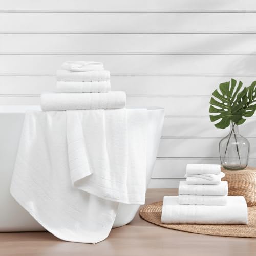 Casa Platino 100% Cotton Turkish Bath Towel Set 12 Pieces - Super Soft, Absorbent & Quick Dry - 4 Bath, 4 Washcloths, 4 Hand Towels for Bathroom - Hotel Quality, Ideal for Spa, Gym & Travel - White - Thumbnail 3