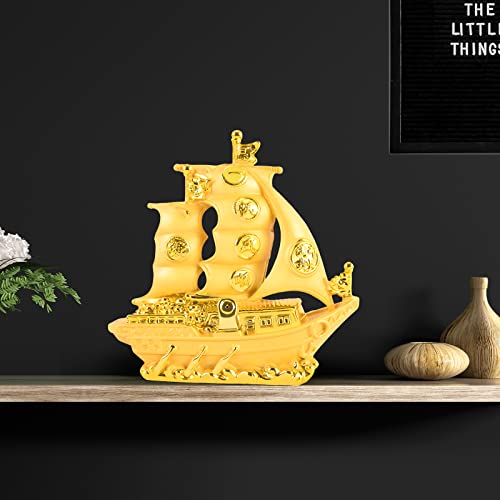 Naturecraf Feng Shui Decor, Wealth Ship Statues For Home Décor, Office And Living Room, Good Luck Sail Boat Sculpture Gifts, Gold (Gold-Plated) #TOP5
