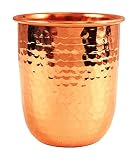 Evercrafting Verre rond martelé en cuivre | Volume 300 ml | Pour servir de l'eau potable | Bon bienfait pour la santé du yoga ayurveda