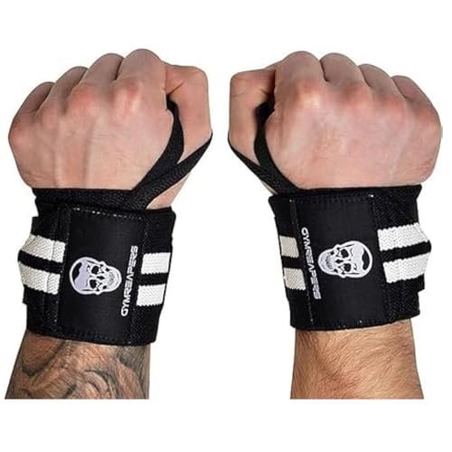 Image of Gymreapers Weightlifting Wrist Wraps (IPF Approved) Professional Quality Wrist Support with Heavy Duty Thumb Loop - Best Wrap for Powerlifting Competition, Strength Training, Bodybuilding