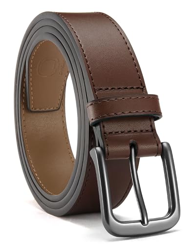 Image of CHAOREN Black Belt Men Leather - Mens Belts Casual for Jeans 1 3 /8 inch inch - Perfect Belt for Daily Use, 42 (Fits Pants Size 40)