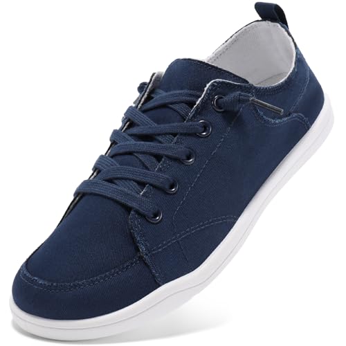 STQ Slip on Tennis Shoes Women Plantar Fasciitis Lightweight Canvas Sneakers Tenis para Mujeres Navy 8.5