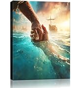 Jesus Christ Canvas Wall Art The Hand of God Jesus Reaching Into Water Christian Painting Prints ...