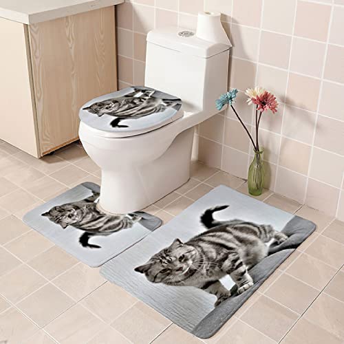 Badematten Set 3 teilig,Toilettenmatte Set,3er Badgarnitur Badezimmer Matte Set Dusch Bade Matte Vorleger Teppich 3D…