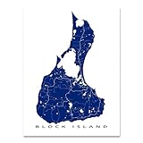 Block Island RI Map Print 8x10, Rhode Island Wall Art Poster 24x36, New Shoreham Town, Islands Home Decor, Handmade Artwork by Maps As Art