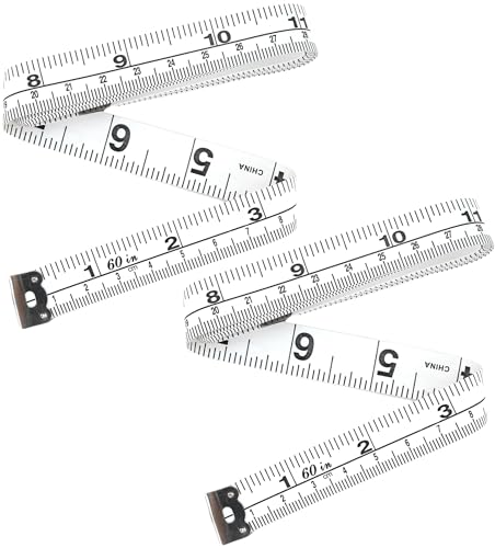 YBVABE Soft Tape Measure 2 Pack 152cm/60inch Double Scale Soft Tape Measure Body Sewing Flexible for Weight Loss Medical Body Measurement Sewing Tailor Craft, Has inches Scale on Reverse Side