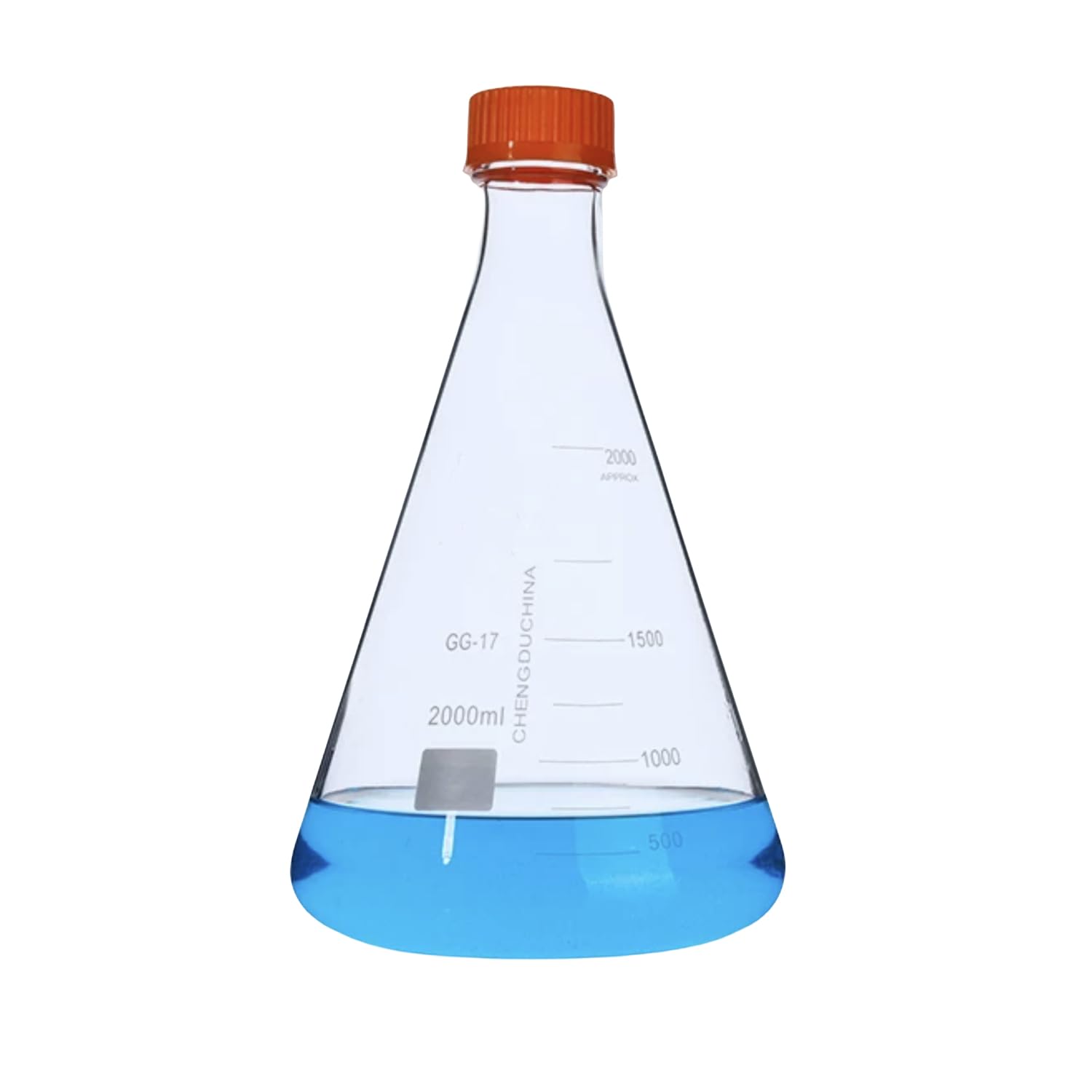 2000ml,Glass Erlenmeyer Flask with Plastic Screw Cap,2L Lab Conical Bottle