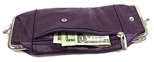 Women's Genuine Leather Cigarette Case +Coin Purse Combo 2Pc Set Black + Purple #TOP7