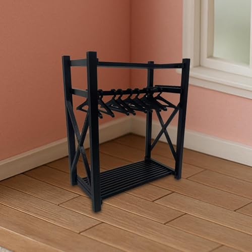 Armario para Casa de Muñecas con 10 Perchas de Material PP Negro 6