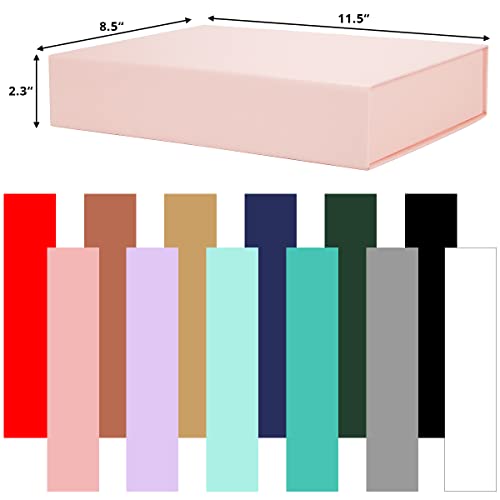 Mozrro Gift Box With Lids, 11.5 X 8.5 X 2.3 In Magnetic Closure Collapsible Gift Boxes For Wraps Gifts Of T-Shirts, Gloves, Scarves, Candy, Baby Clothes, Jewelry, Books, Comes With A Ribbon(Pink) #TOP2