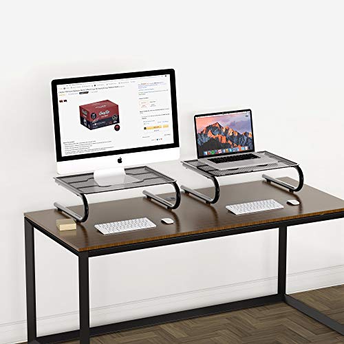 Image of Simple Houseware Mesh Monitor Stand Riser, Black, 2 Pack