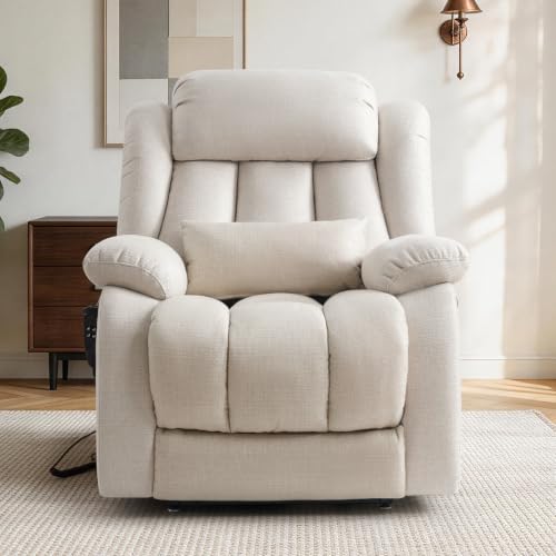 Image of Dual Motor Infinite Position Power Lift Recliner Chair for Elderly, Beige