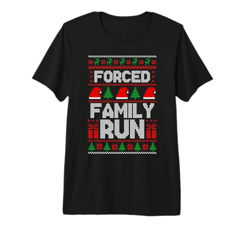 Forced Family Run Ugly Christmas Kids Xmas Party Pajama Premium Tri-blend T-Shirt