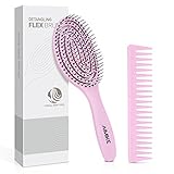 AIMIKE Detangling Hair Brush, Vented Detangler Brush for Curly, Thick & Knotted Hair, No Pull Detangling Brush w/Flex Soft Bristles, Glide Through Tangles for Women, Kids, Men, Wet & Dry Hair- Pink