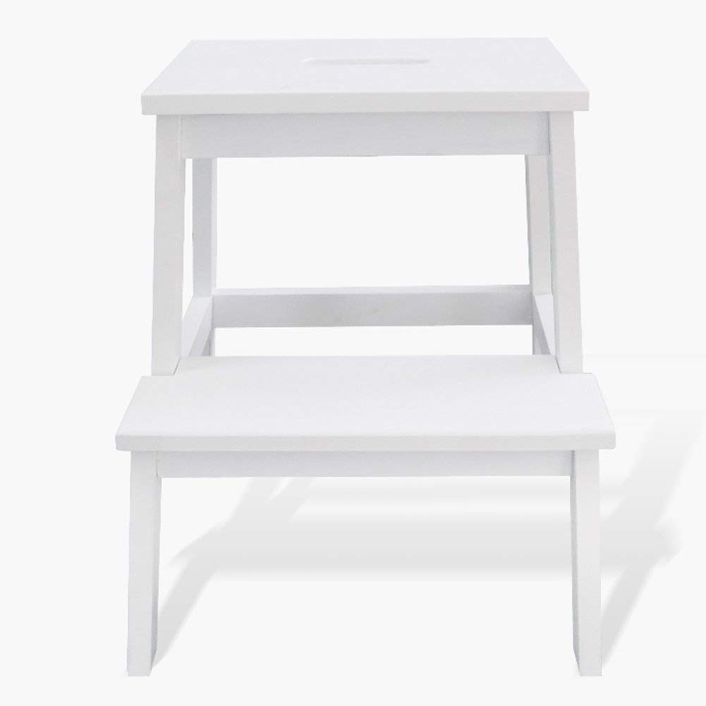 Taburete de escalera para cocina y salón LUNEZY como estante decorativo blanco