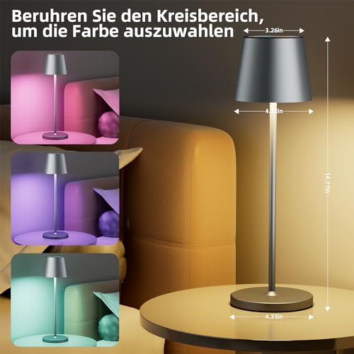 Akku-Tischlampe Brightower 2er-Set mit LED und USB-Ladestation