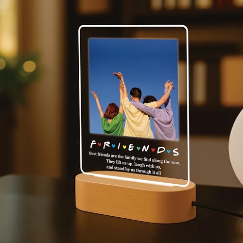 Image of Giftplease Customized LED Light Photo Frame for Friends | Personalized Lamp with Friendship Quote | Best Friend Gift for Birthday, Farewell, Friendship Day | Tabletop Frame 6x7.25 Inch FR 01