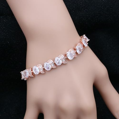 Image of LMXXVJ Fashion Tennis Bracelet Created Emerald White Gold Plated Charm Bracelet Gifts Jewelry for Women