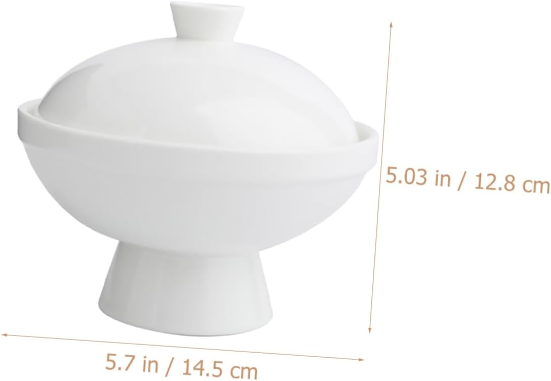 Ceramic Steamed Bowl Lid Elegant Container for Soup Yogurt Pudding and Oatmeal for Housewarming and Dining Decor