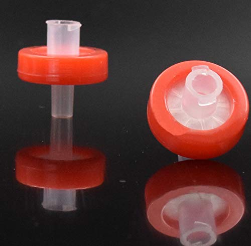 100 Count Syringe Filter, Ptfe Hydrofilic Membrane 13Mm Diameter 0.22Um Pore Size, Syringe Lab Filters, Non Sterile Filtration (Red) #TOP1