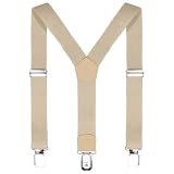 DonDon Kinder Hosenträger beige 2 cm schmal längenverstellbar für eine Körpergröße von 80 cm bis 110 cm bzw. 1-5 Jahre