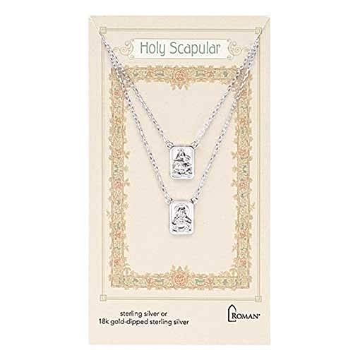 Roman 18-inch Sterling Silver Double Scapular Carded Necklace
