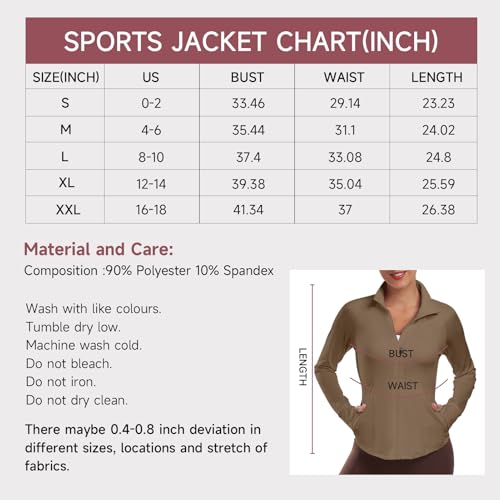 YOKGO Jaquetas de treino femininas antiderrapantes com zíper, leves, esportivas, academia, ioga, rou